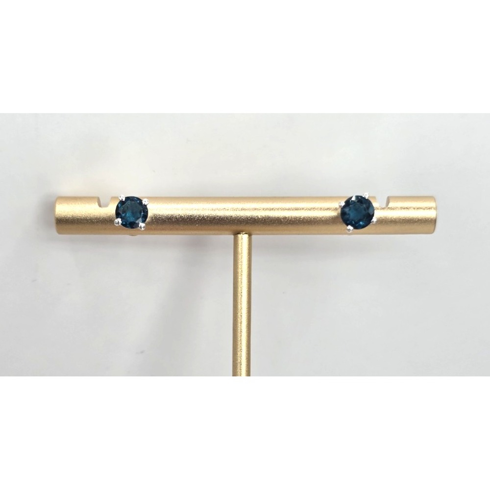 Roman Glass Teal Blue Stud Earrings 5mm Round Faceted Sterling Silver 925 Posts